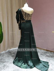 Prom Evening Dresses dark green | Evening dresses long with sleeves