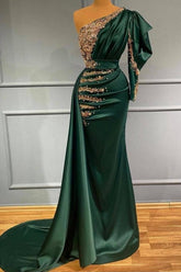Prom Evening Dresses dark green | Evening dresses long with sleeves