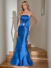 Pure Color Floor-Length Strapless Mermaid Gown for the Mother of the Bride
