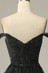 Purple Off-the-Shoulder Princess A-Line Corset Prom Dress Featuring Lace Ruffles