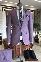 Purple Peaked Lapel Two-Piece Latest Arrival Prom Suit
