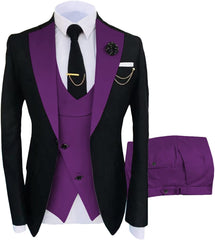 Purple Shawl Lapel Three-Piece Custom Prom Suit