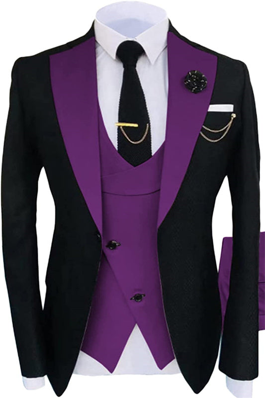 Purple Shawl Lapel Three-Piece Custom Prom Suit
