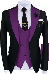 Purple Shawl Lapel Three-Piece Custom Prom Suit