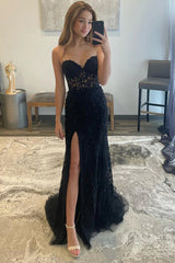 Purple Sweetheart Corset Prom Dress with Sheath Slit