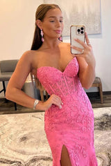Purple Sweetheart Corset Prom Dress with Sheath Slit