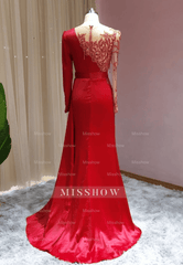 Red Long Prom Evening Dresses | Evening dresses with sleeves