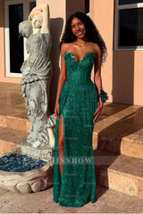 Red Strapless Sleeveless Long Mermaid Formal Dress With Sequins Split