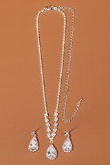 Rhinestone Drop Bridal Earrings Necklace Set
