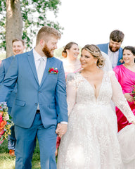 Romantic White A-Line V-Neck Long Sleeves Lace Chapel Train Wedding Dress With Appliques