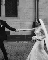 Romantic White Mermaid Sweetheart Spaghetti Straps Sleeveless Beaded Sweep Train Tulle Wedding Dress