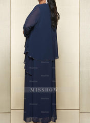 Round Neck Chiffon Mother of the Bride Dress with Jacket