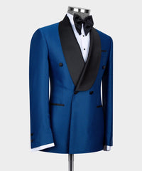 Royal Blue Latest Design Shawl Collar Double-Breasted Best Fit Men’s Suit