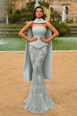 Sage Green High Neck Sleeveless Mermaid Lace Appliques Floor Length Formal Evening Gown