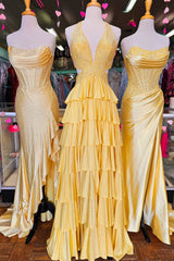 Satin Mermaid Prom Dress with Sequins in Blush - Strapless and Tiered