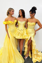 Satin Mermaid Prom Dress with Sequins in Blush - Strapless and Tiered