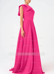 Satin One-Shoulder A-Line Prom Dress with Bow(s) for the Mother of the Bride