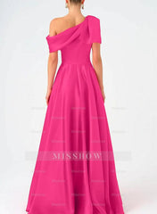Satin One-Shoulder A-Line Prom Dress with Bow(s) for the Mother of the Bride