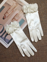 Satin Wedding Gloves with Ruffles
