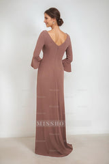 Scoop Neck Sheath/Column Dress for Mother of the Bride & Groom with Appliques and Side Split