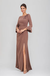 Scoop Neck Sheath/Column Dress for Mother of the Bride & Groom with Appliques and Side Split