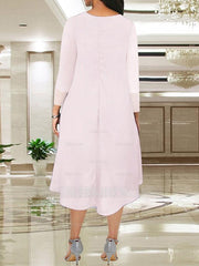 Scoop Neck Tea-Length A-Line Princess Gowns for the Mother of the Bride