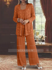 Sequined Chiffon Pantsuits for the Mother of the Bride with Jacket