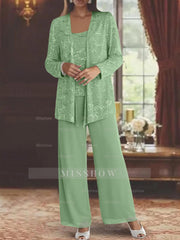 Sequined Chiffon Pantsuits for the Mother of the Bride with Jacket