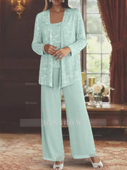 Sequined Chiffon Pantsuits for the Mother of the Bride with Jacket