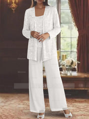 Sequined Chiffon Pantsuits for the Mother of the Bride with Jacket