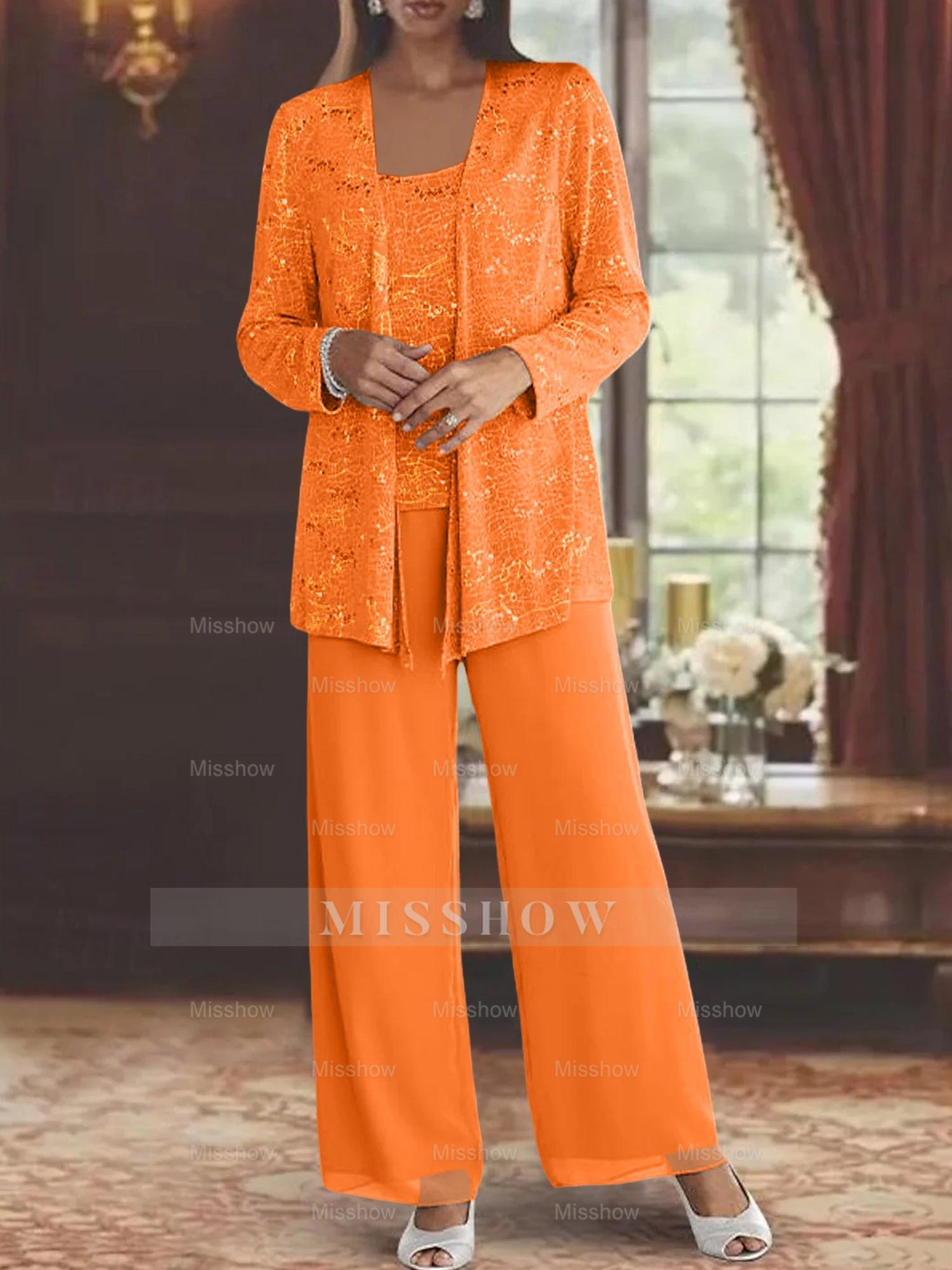 Sequined Chiffon Pantsuits for the Mother of the Bride with Jacket