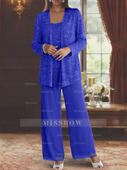 Sequined Chiffon Pantsuits for the Mother of the Bride with Jacket