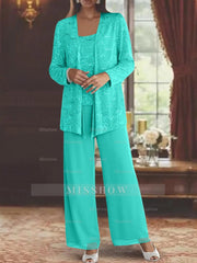 Sequined Chiffon Pantsuits for the Mother of the Bride with Jacket