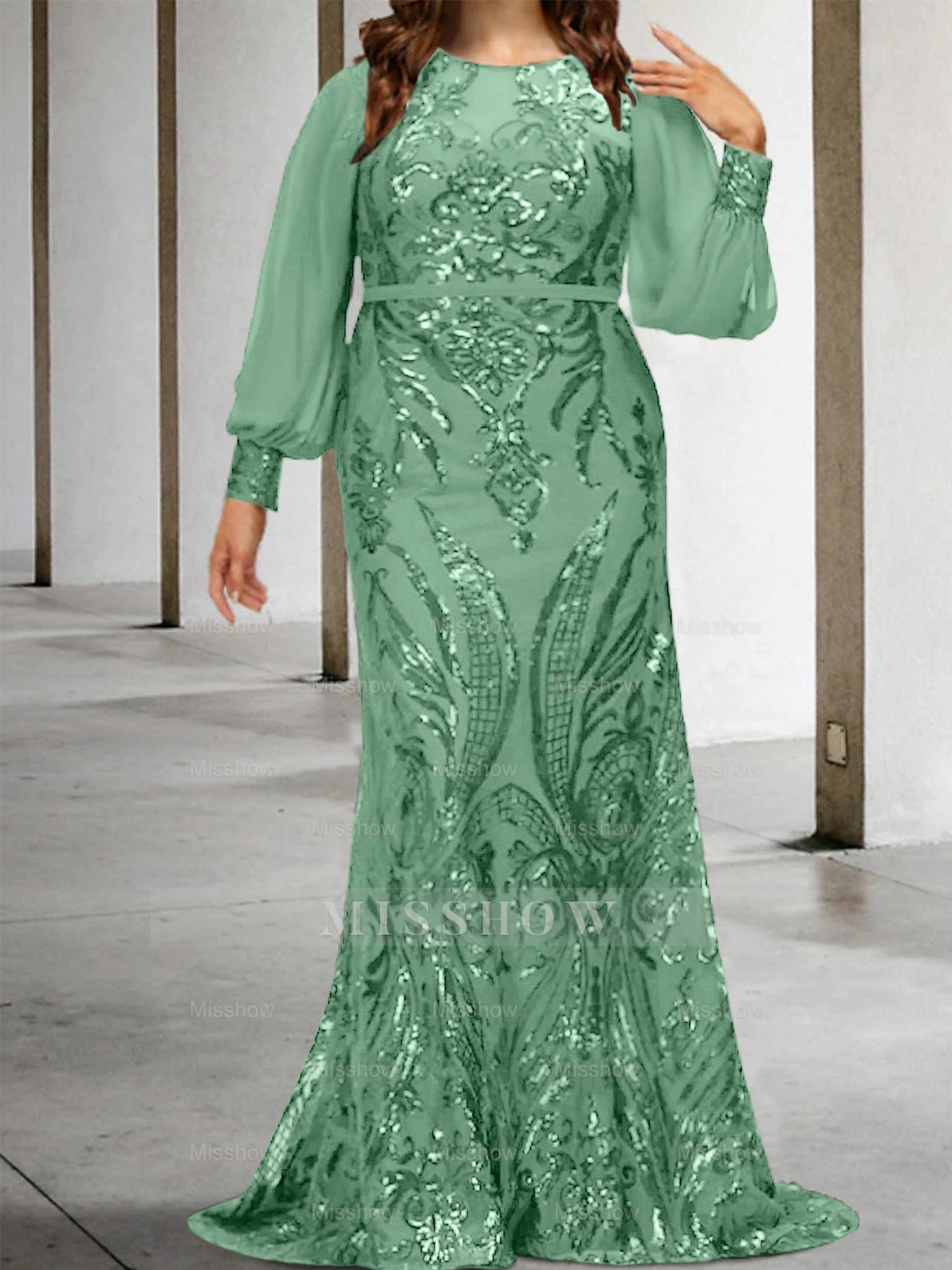 Sequined Mother of the Bride Sheath or Column Gowns