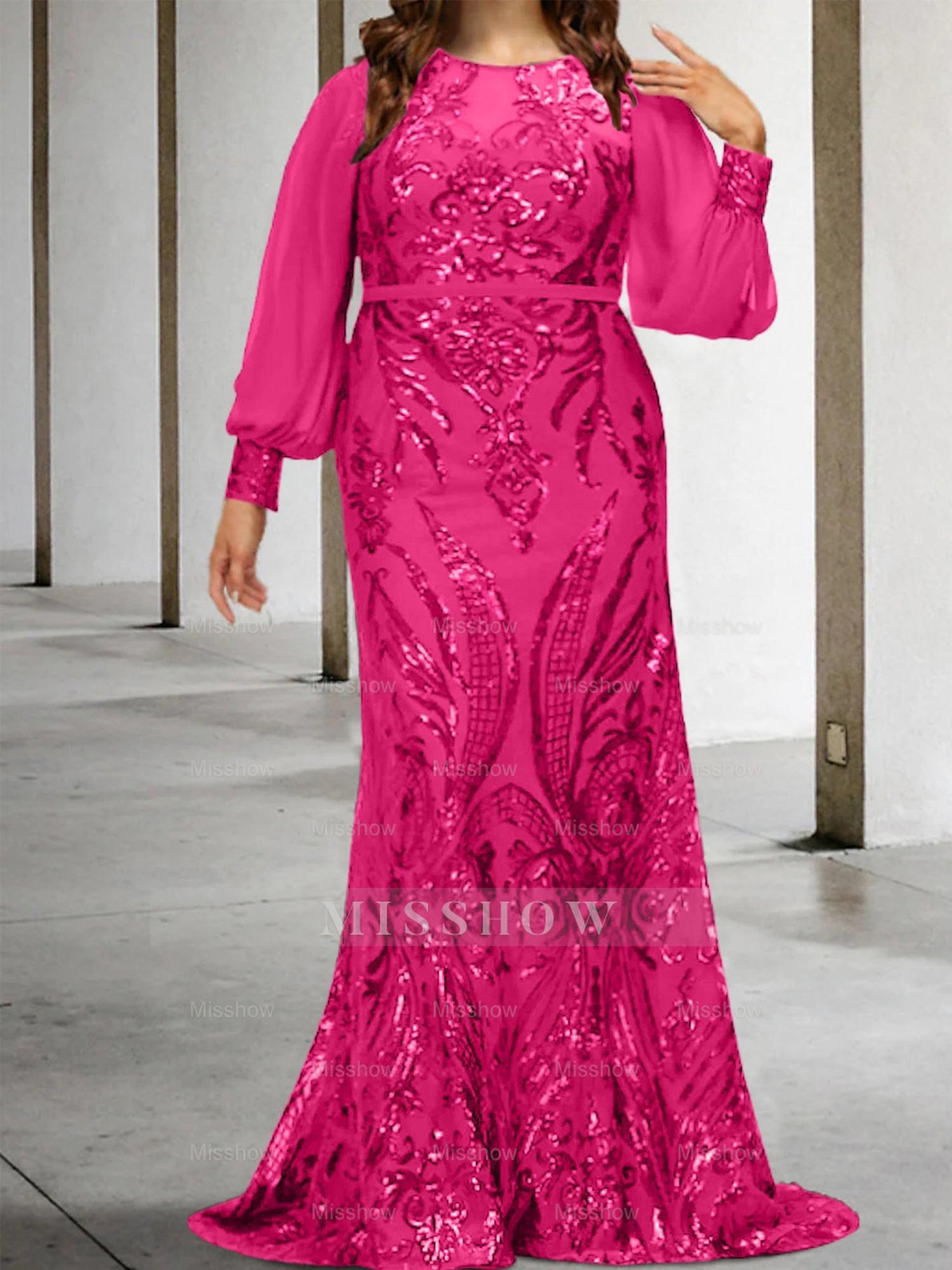Sequined Mother of the Bride Sheath or Column Gowns