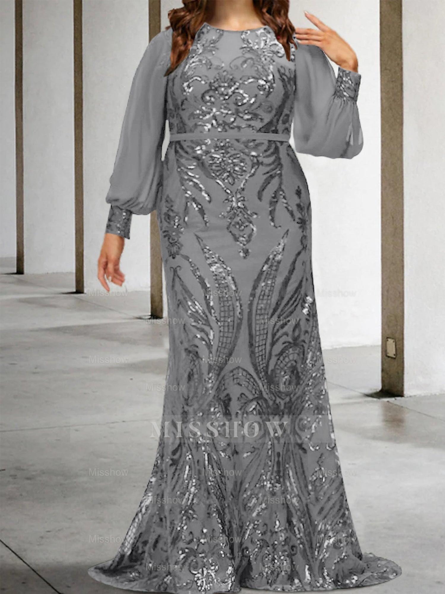 Sequined Mother of the Bride Sheath or Column Gowns