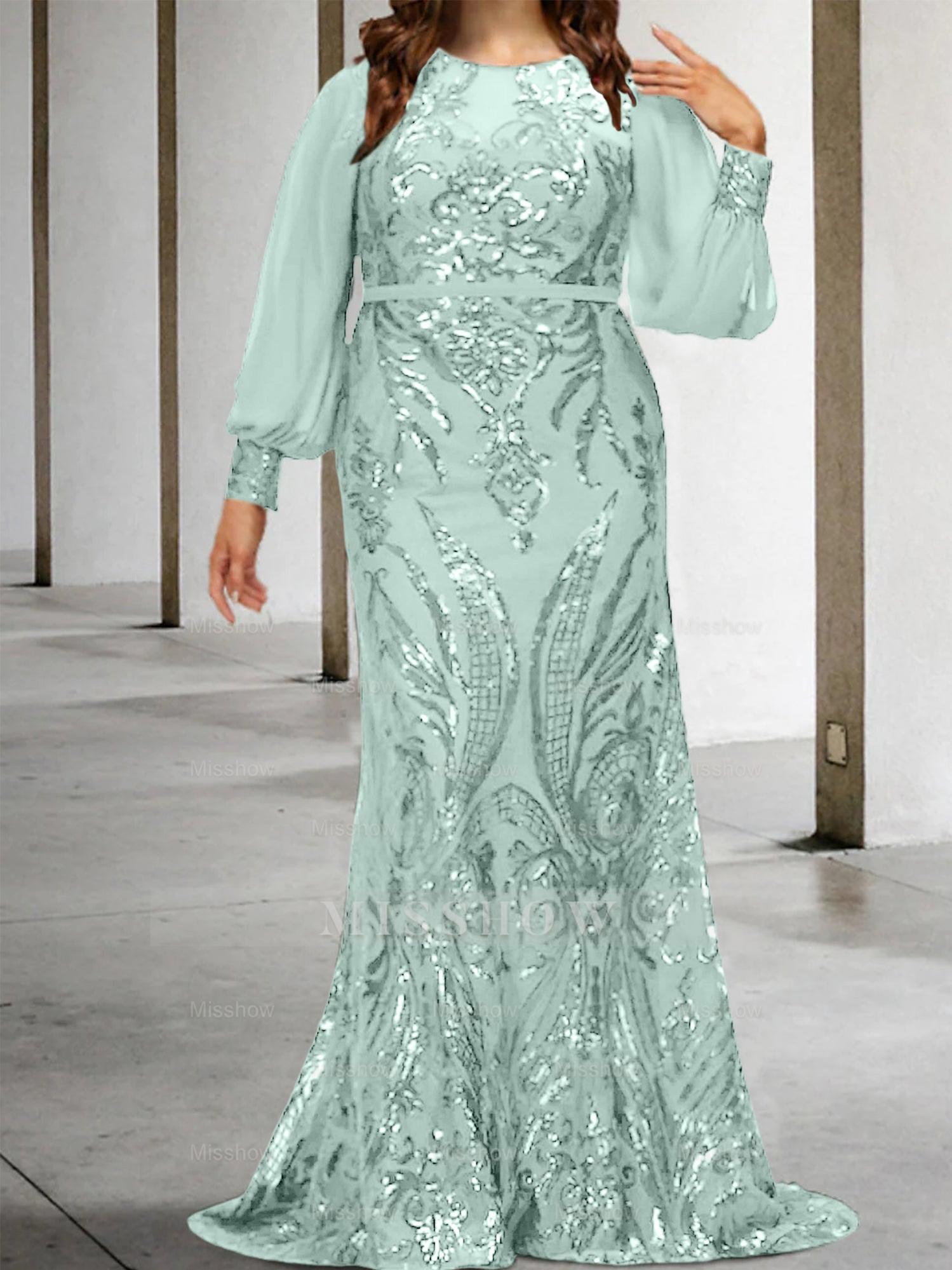 Sequined Mother of the Bride Sheath or Column Gowns