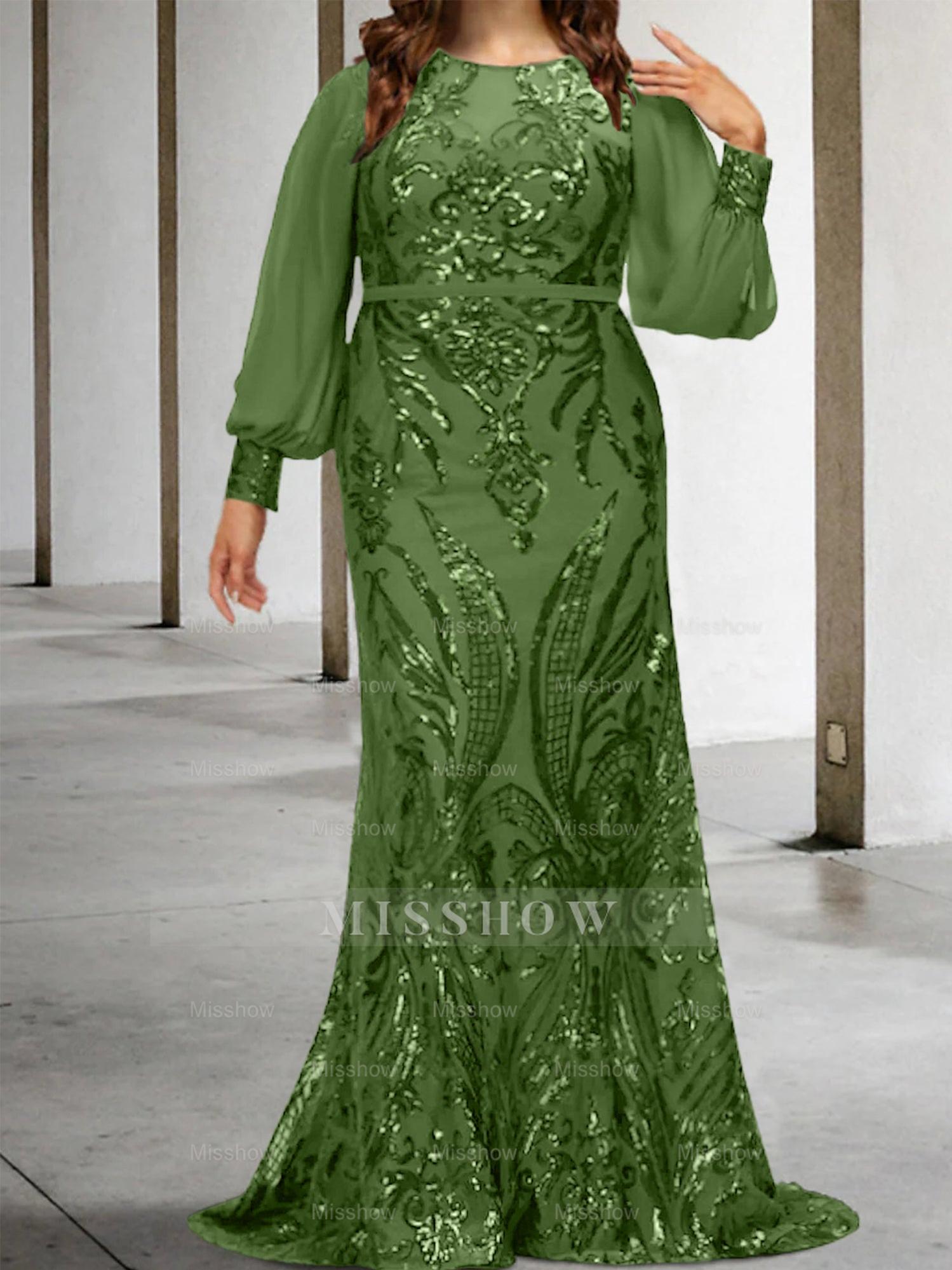 Sequined Mother of the Bride Sheath or Column Gowns