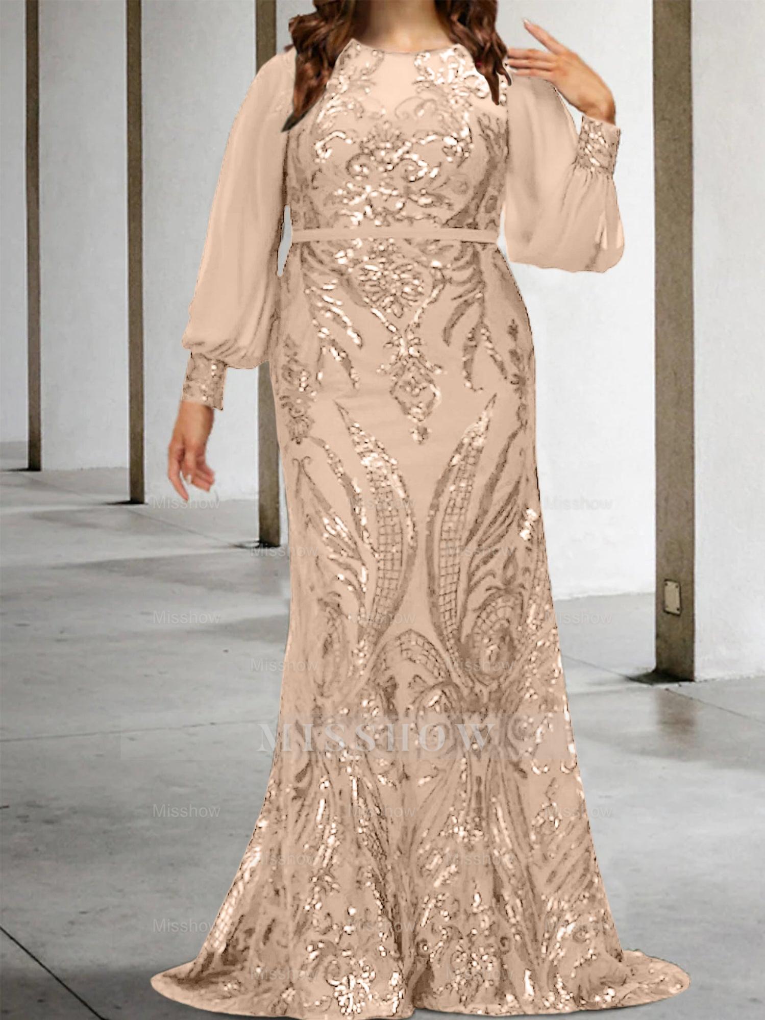 Sequined Mother of the Bride Sheath or Column Gowns