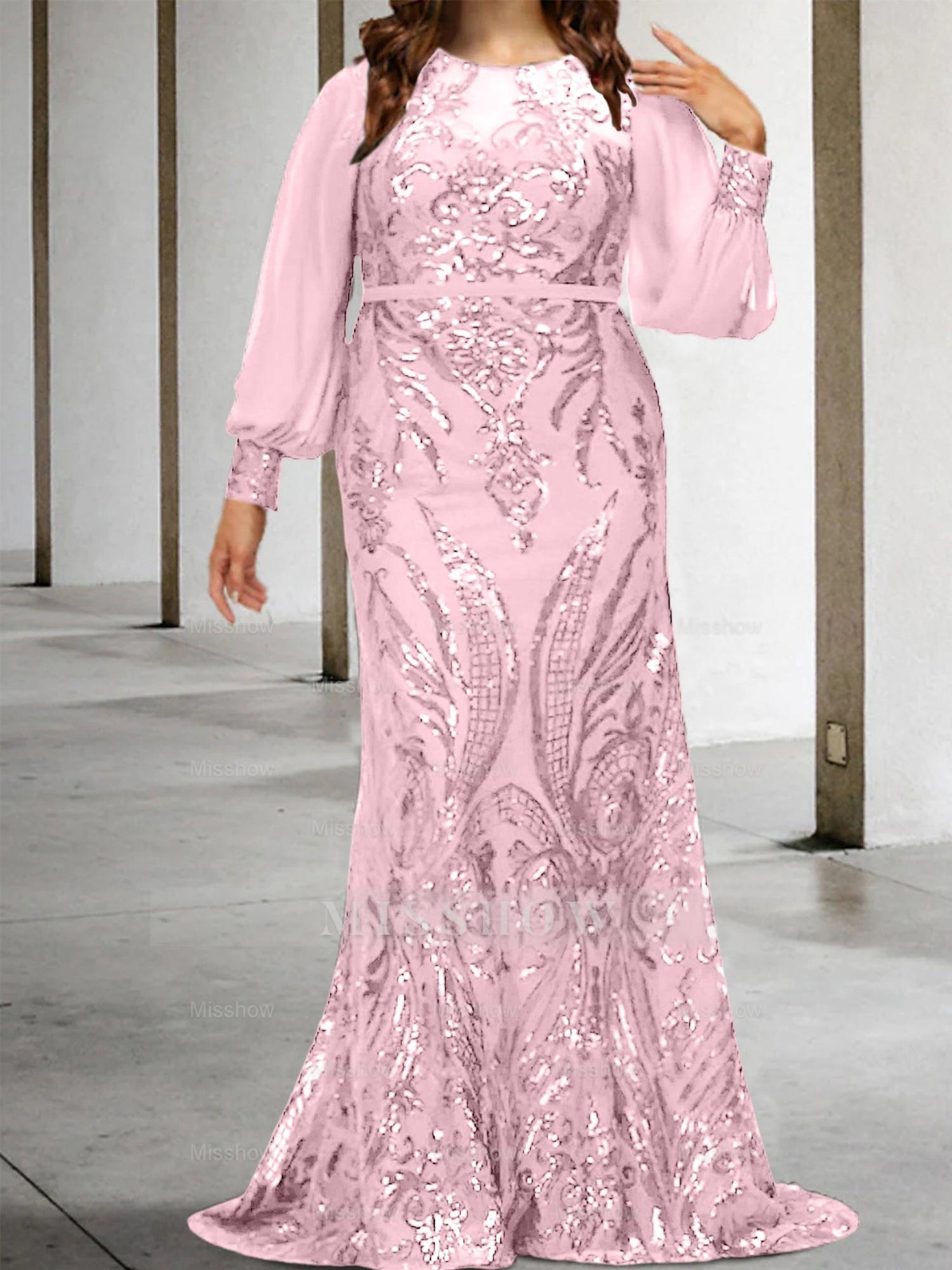 Sequined Mother of the Bride Sheath or Column Gowns