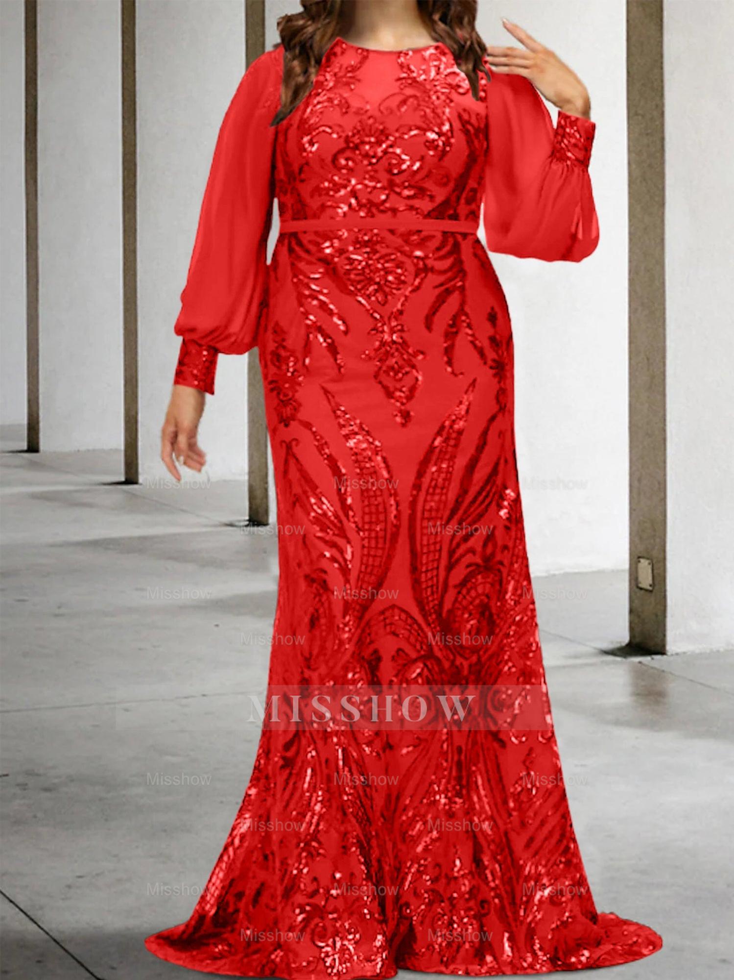 Sequined Mother of the Bride Sheath or Column Gowns