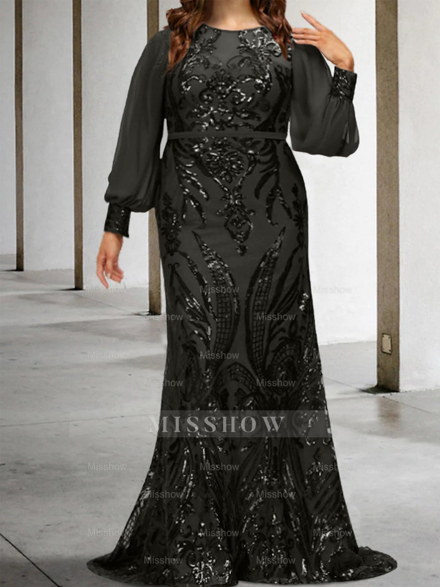 Sequined Mother of the Bride Sheath or Column Gowns