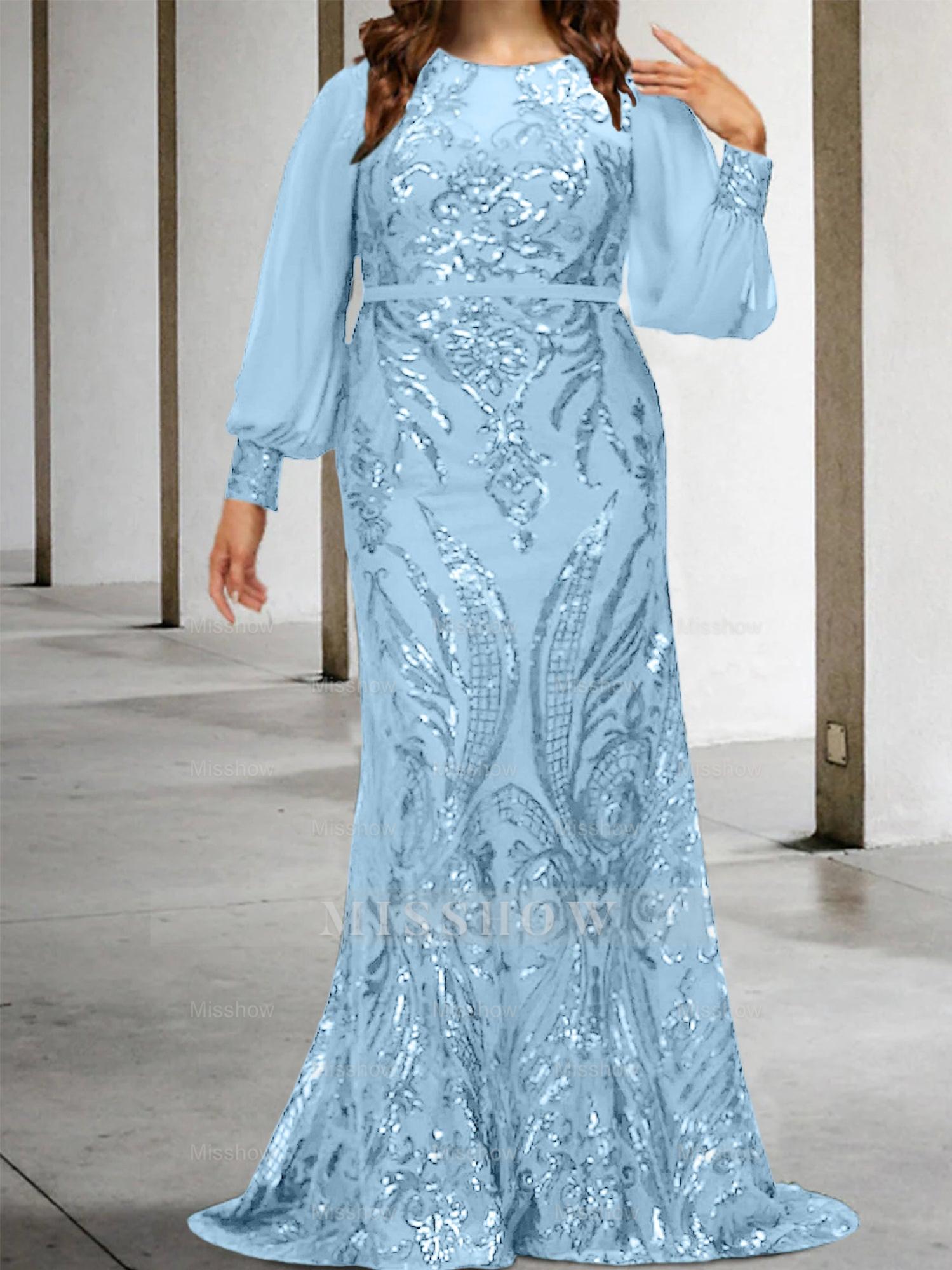 Sequined Mother of the Bride Sheath or Column Gowns