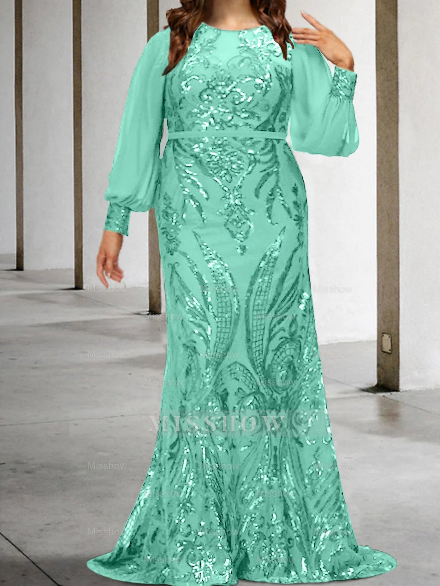 Sequined Mother of the Bride Sheath or Column Gowns