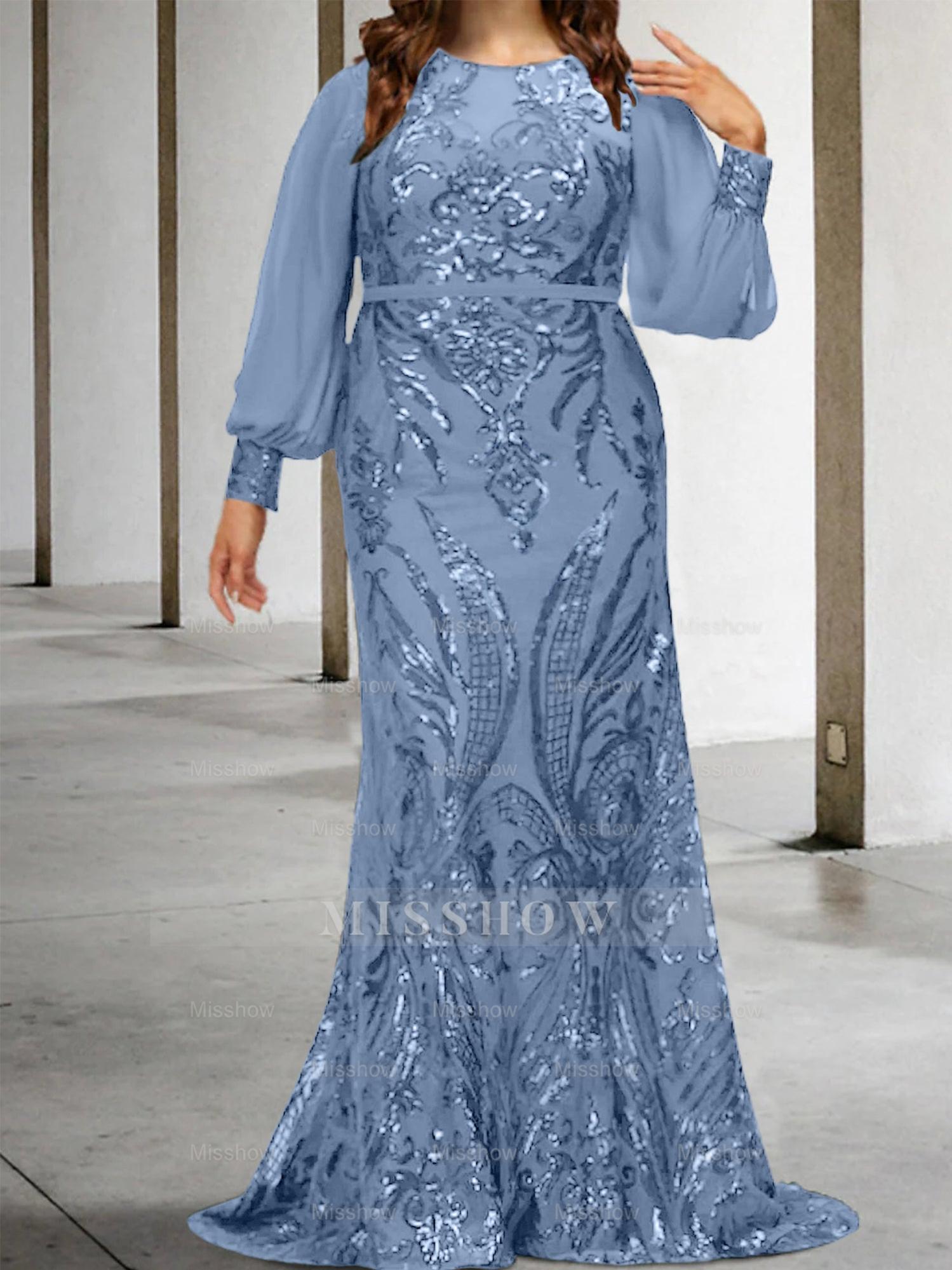 Sequined Mother of the Bride Sheath or Column Gowns