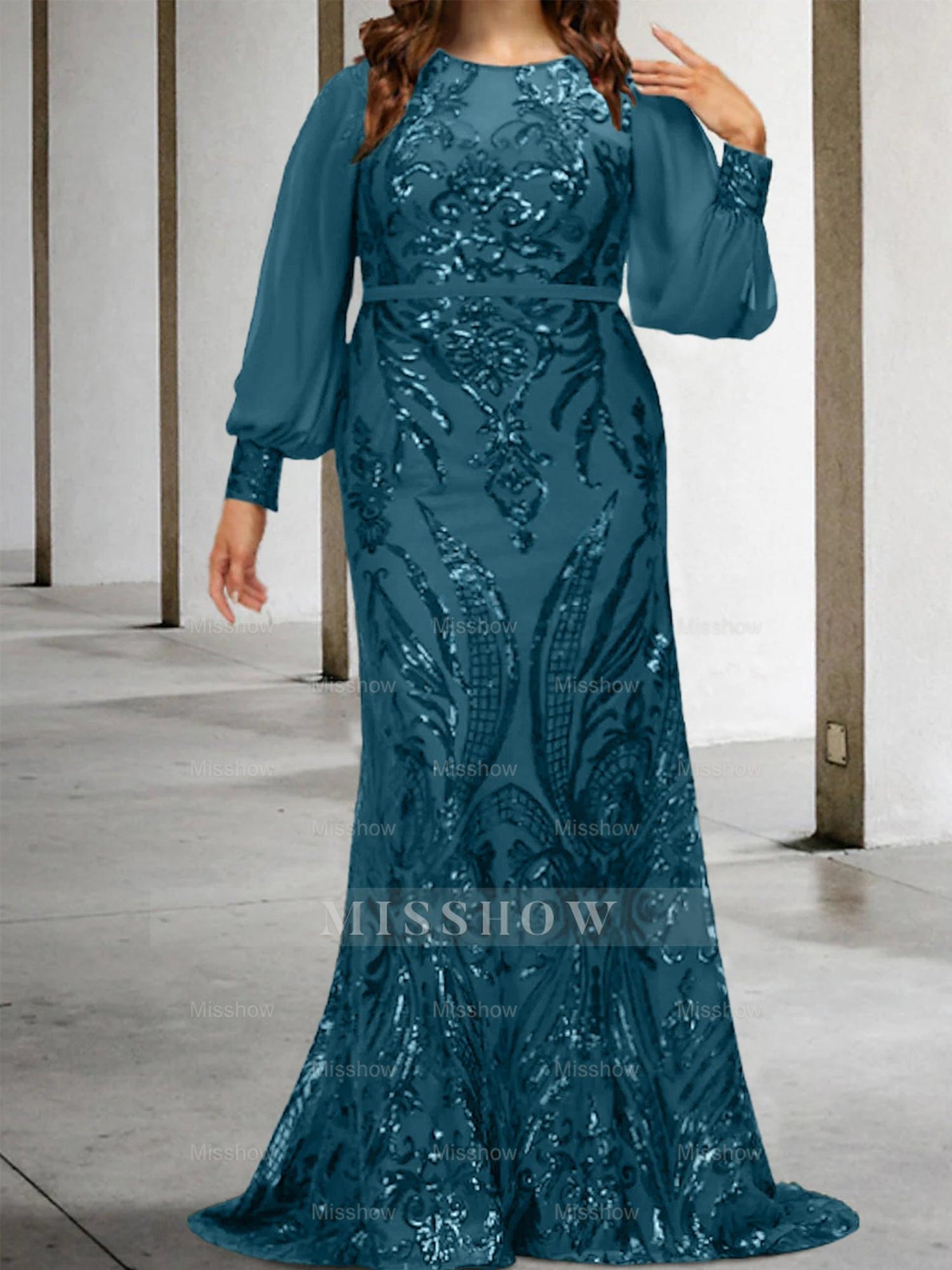 Sequined Mother of the Bride Sheath or Column Gowns