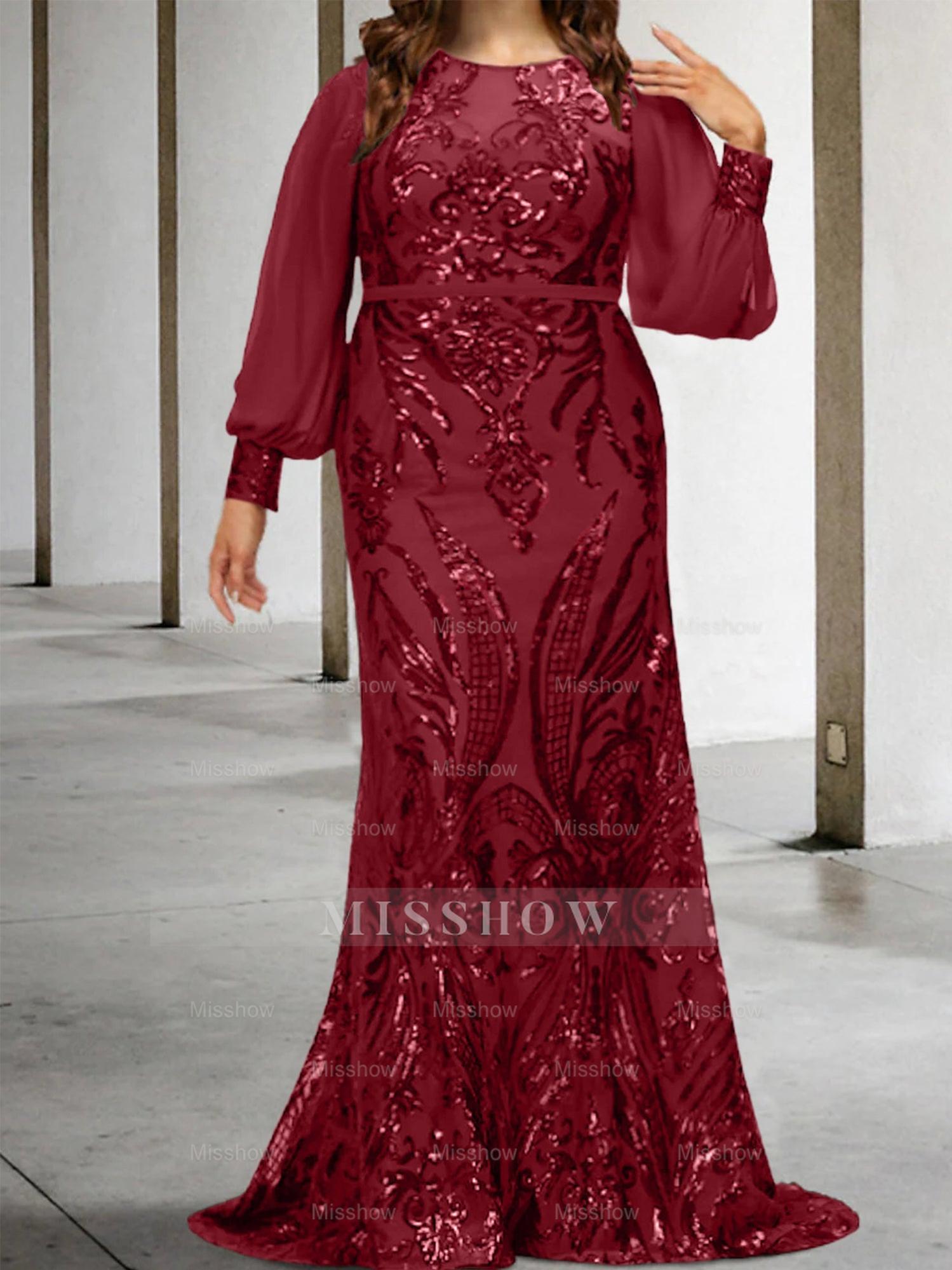 Sequined Mother of the Bride Sheath or Column Gowns