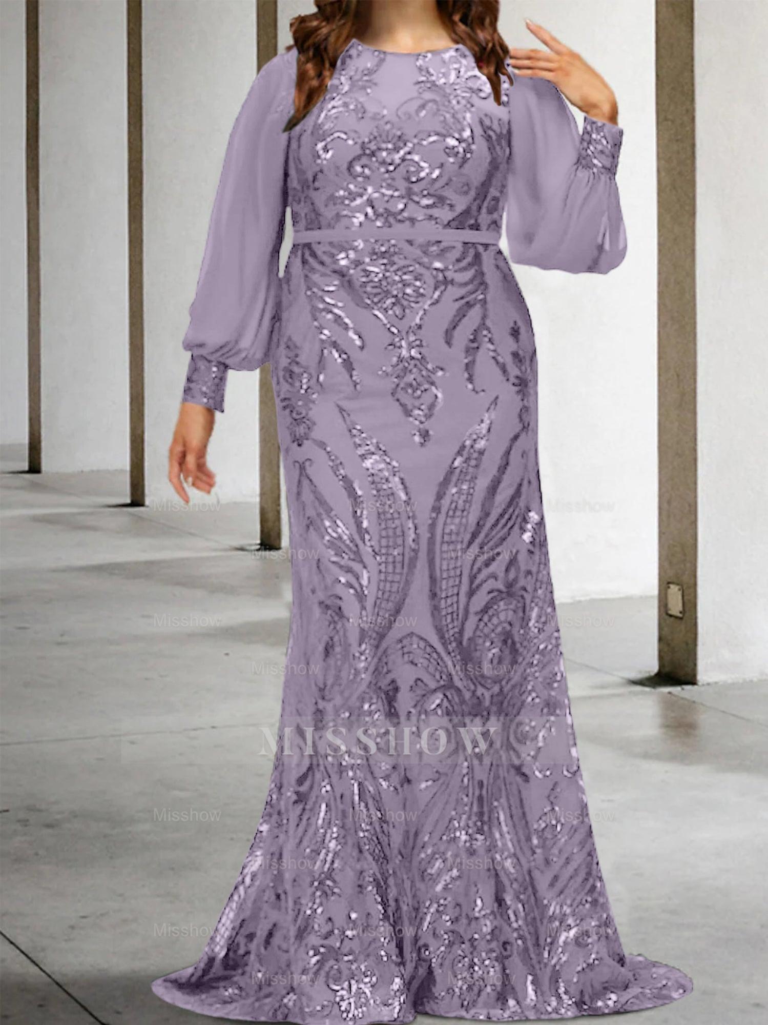 Sequined Mother of the Bride Sheath or Column Gowns