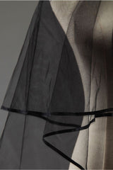 Sexy Black Tulle Ribbon Edge 1.5*1.5M Wedding Veils