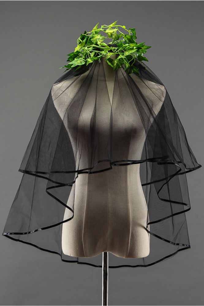 Sexy Black Tulle Ribbon Edge 1.5*1.5M Wedding Veils